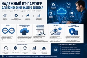 Надежный ИТ-партнер для изменений вашего бизнеса: devops, облачные решения, тестирование, чат-боты и защита данных
