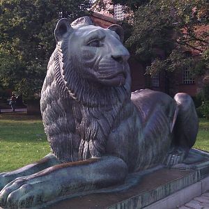 Лев в парке перед собором Александа Невского